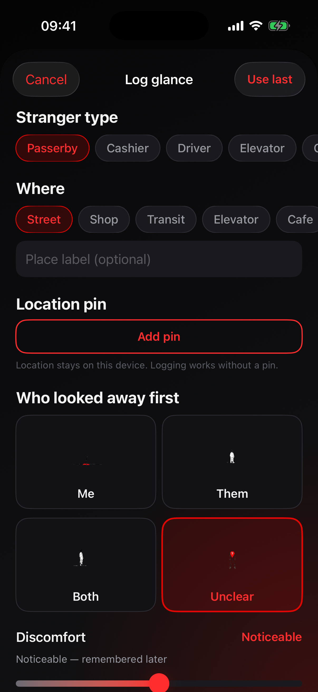 Log a glance in seconds